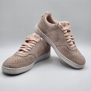 Nike Court Vision Low SE Women Size‎ 8 Pink Suede Perforated Swoosh Sneakers